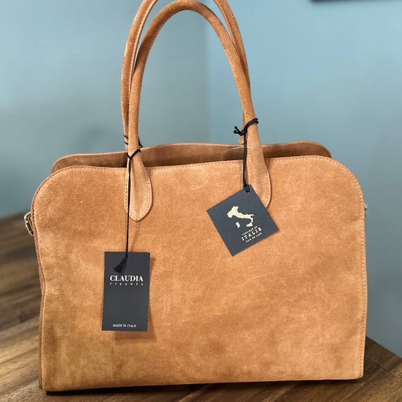 Claudia Firenze Handbags - Claudia Firenze Brown/Tan Suede Leather Handbag